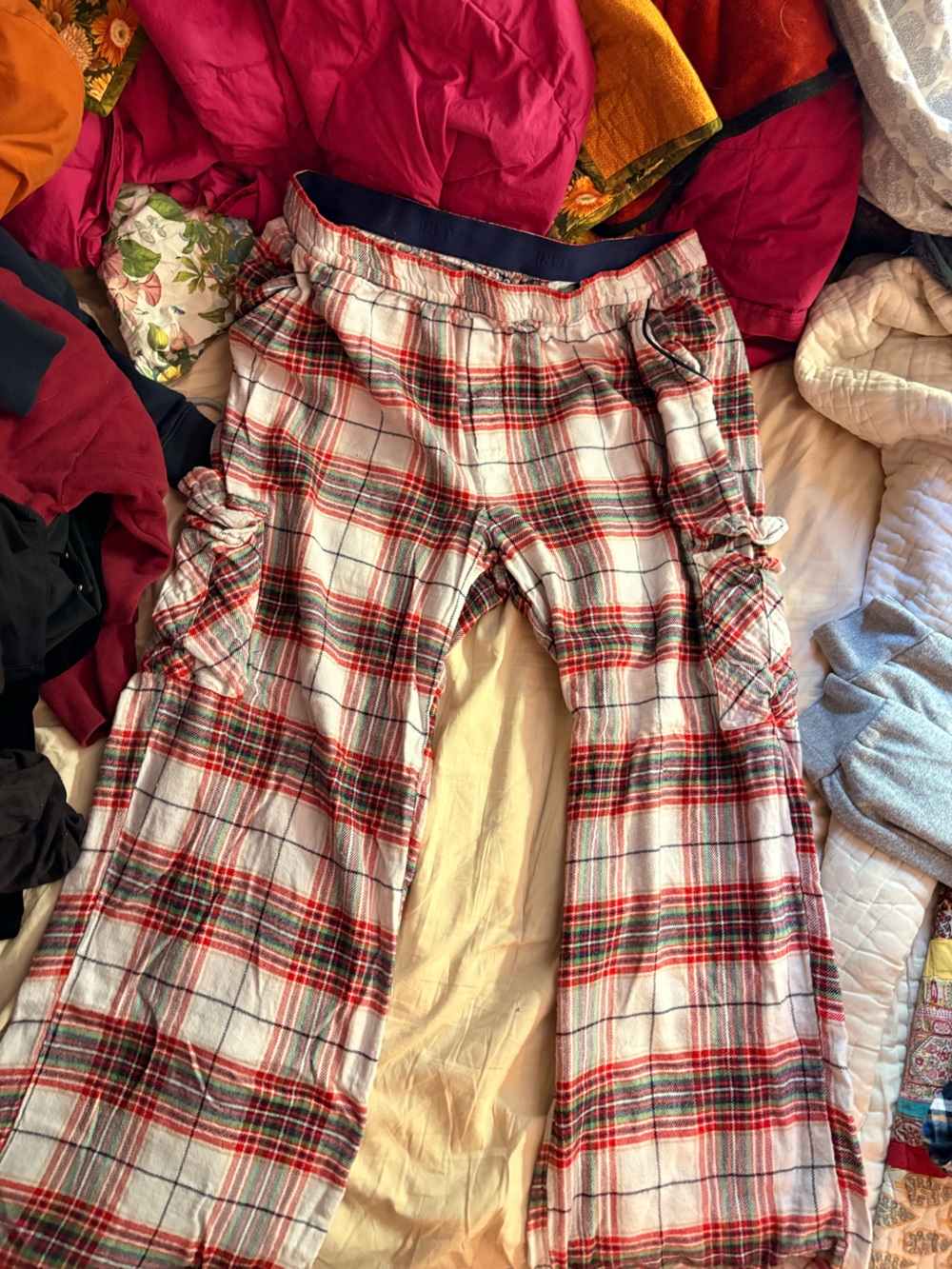 aerie Red & White Plaid Flannel Pajama Pants